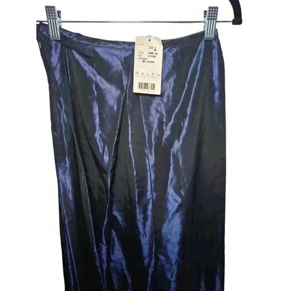 Ralph Lauren Women's Midnight Blue Satin Skirt Vintage Size 2 - New with Tags! - Picture 6 of 16